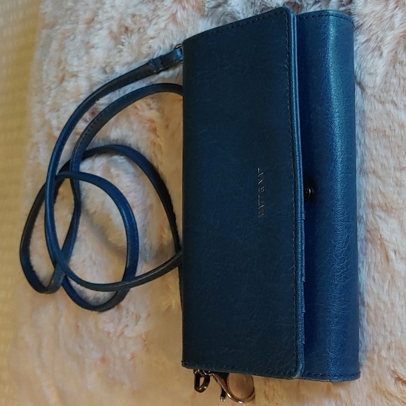 Matt & Nat Handbags - Matt & Nat Blue Wallet With Crossbody Strap